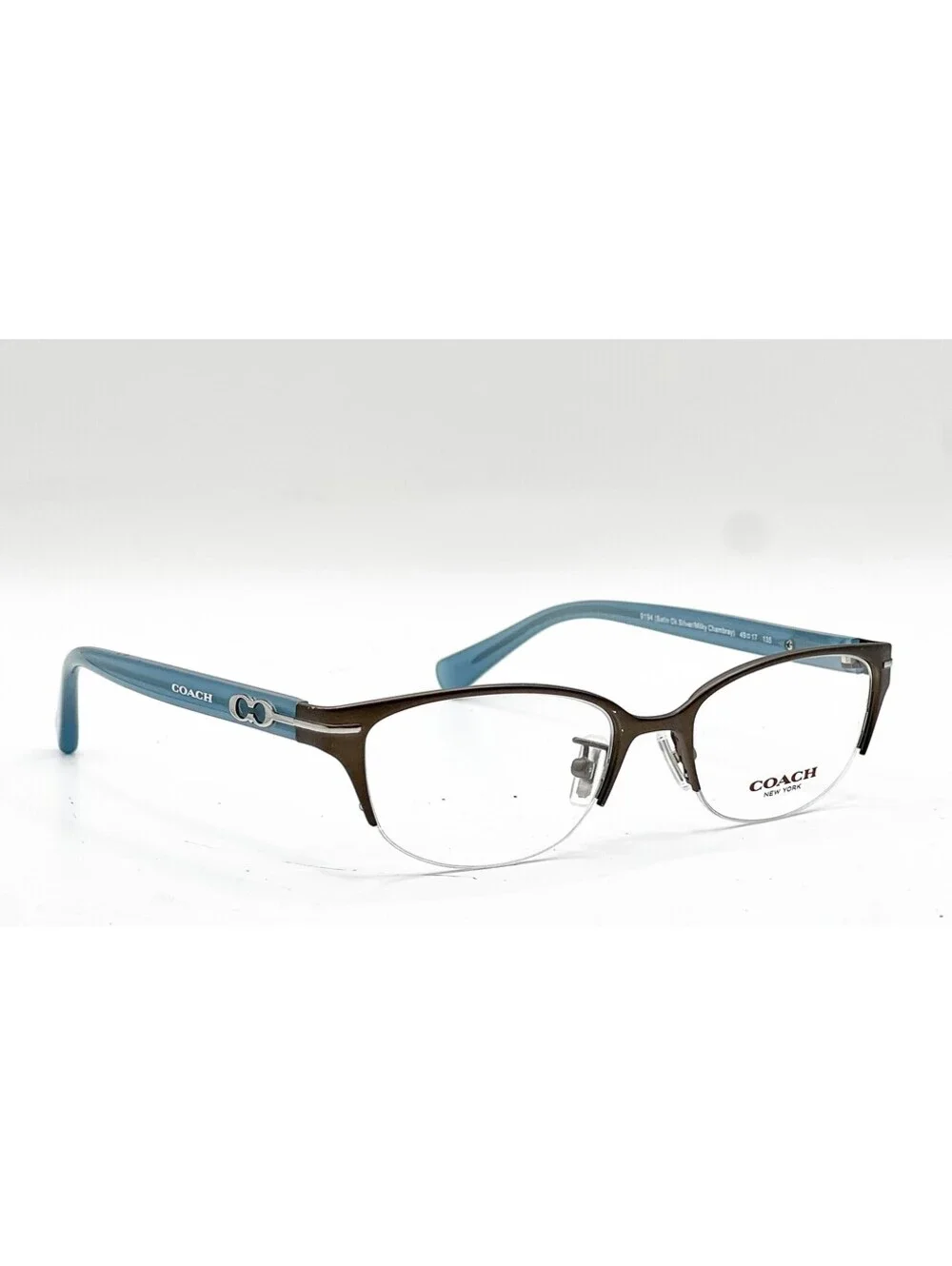 Coach Hc 5058 9194 Satin Dark Silver/Milky Chambray Eyeglasses 49-17-135